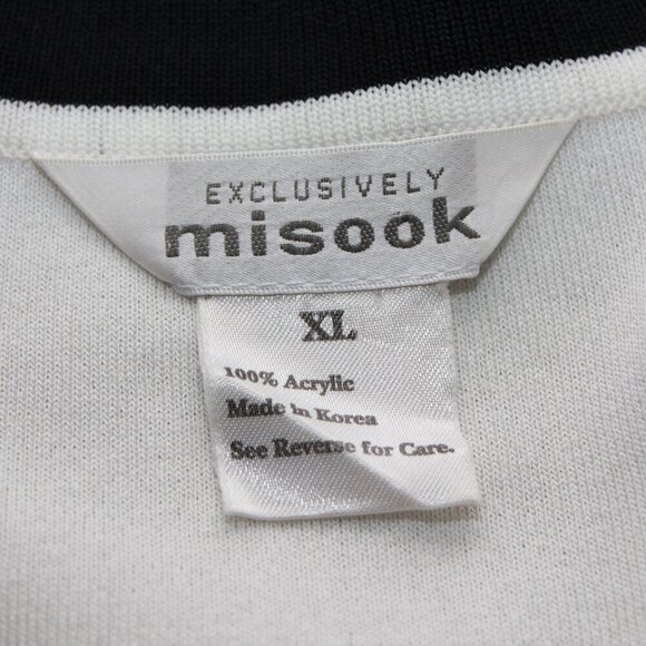 Misook Womens Open Cardigan sweater black white pink Size XL office classic - Picture 4 of 7